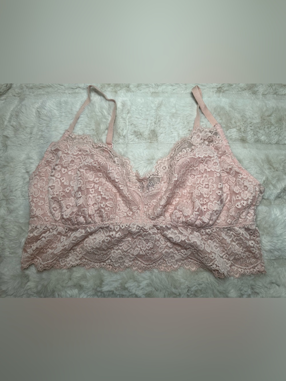 Aerie Light Pink Floral Lace Bralette